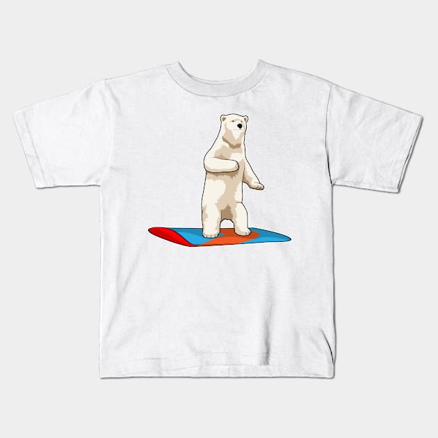 Polar bear as Snowboarder with Snowboard Kids T-Shirt by Markus Schnabel